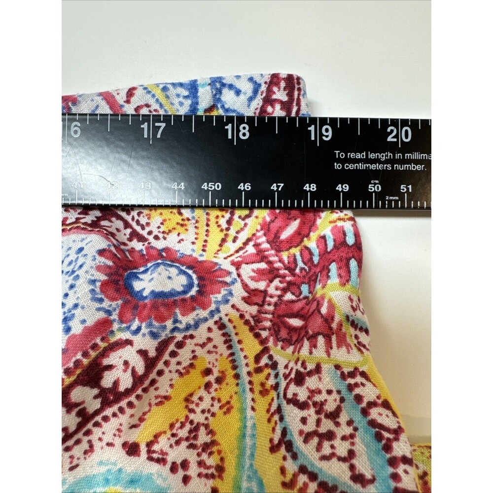 Ralph Lauren LRL Skirt Women's XL Yellow Linen Tiered Paisley Bohemian Peasant - Picture 7 of 8